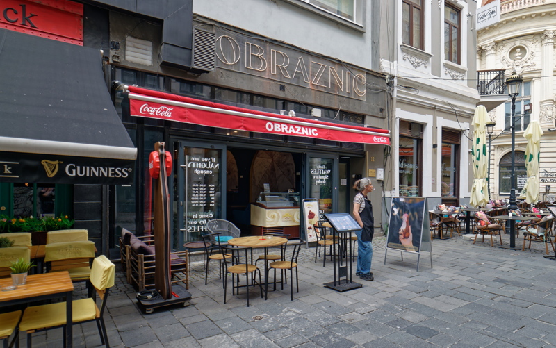 View on a street in the Old Town area of Bucharest, Romania, known for its historic architecture and cobblestone streets